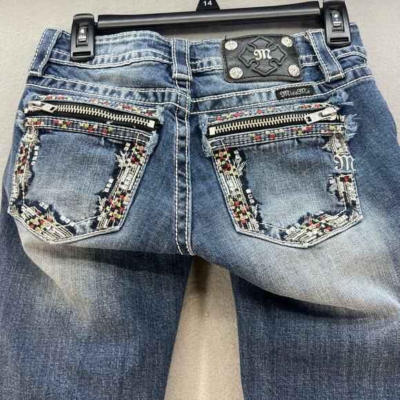 Miss Me Denim - Miss Me Jeans Women's 25 (0) Dark Blue Signature Cuffed Capri Zipper Moto